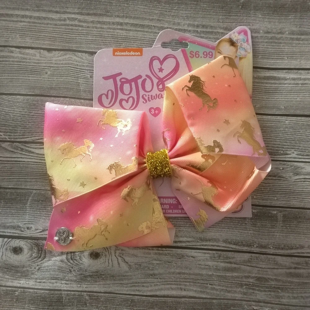 *NWT* ✂️ 3/$15 JoJo Siwa Pink and Gold Unicorn Hair Bow